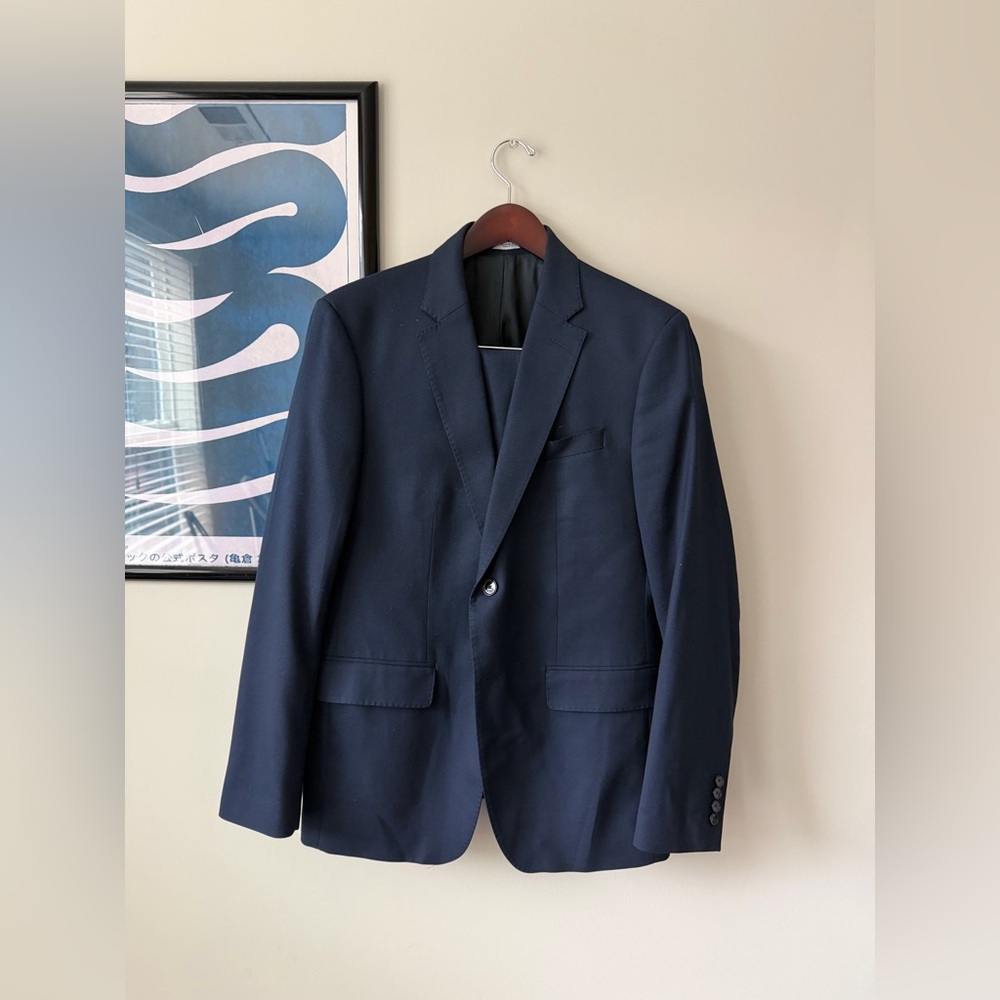 ZARA Mens Navy Suit Size 42R and 32x32 Pants